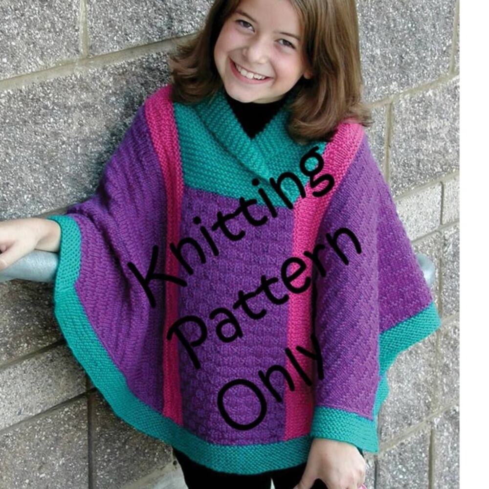 New Fiber Trends CH-43x Valerie A Child's Poncho Knitting Pattern